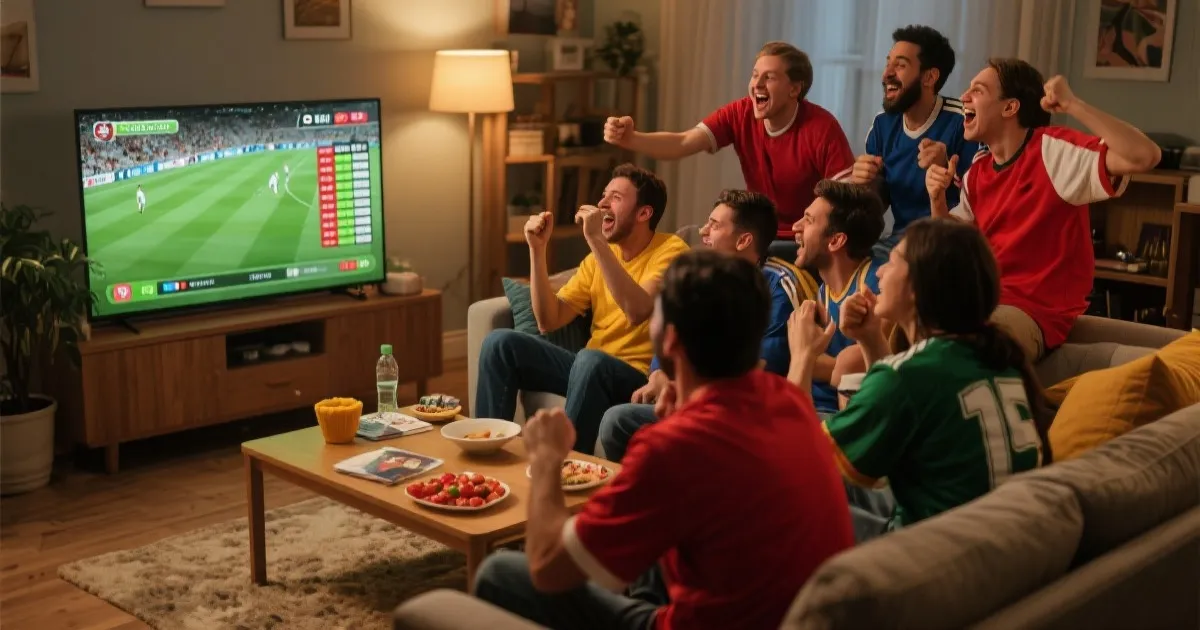 球迷在屏幕前讨论赛程与预测